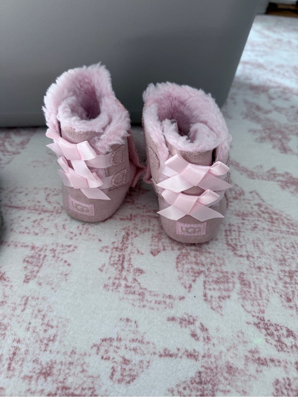 UGG Baby Pink Bow Suede Booties